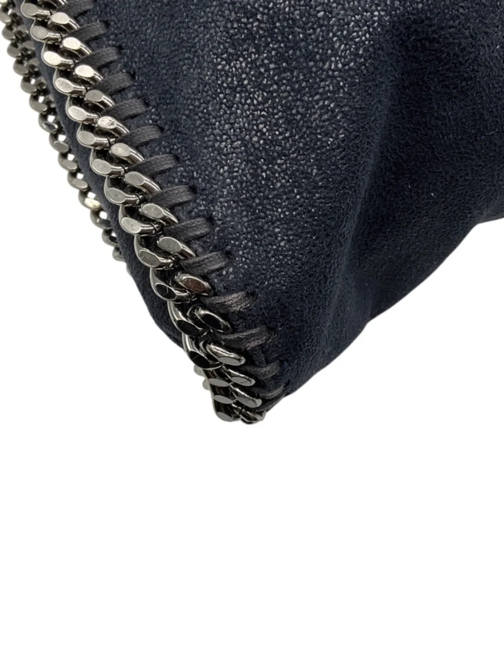 STELLA MCCARTNEY NAVY BLUE FALABELLA FAUX LEATHER SHAGGY DEER TOTE BAG